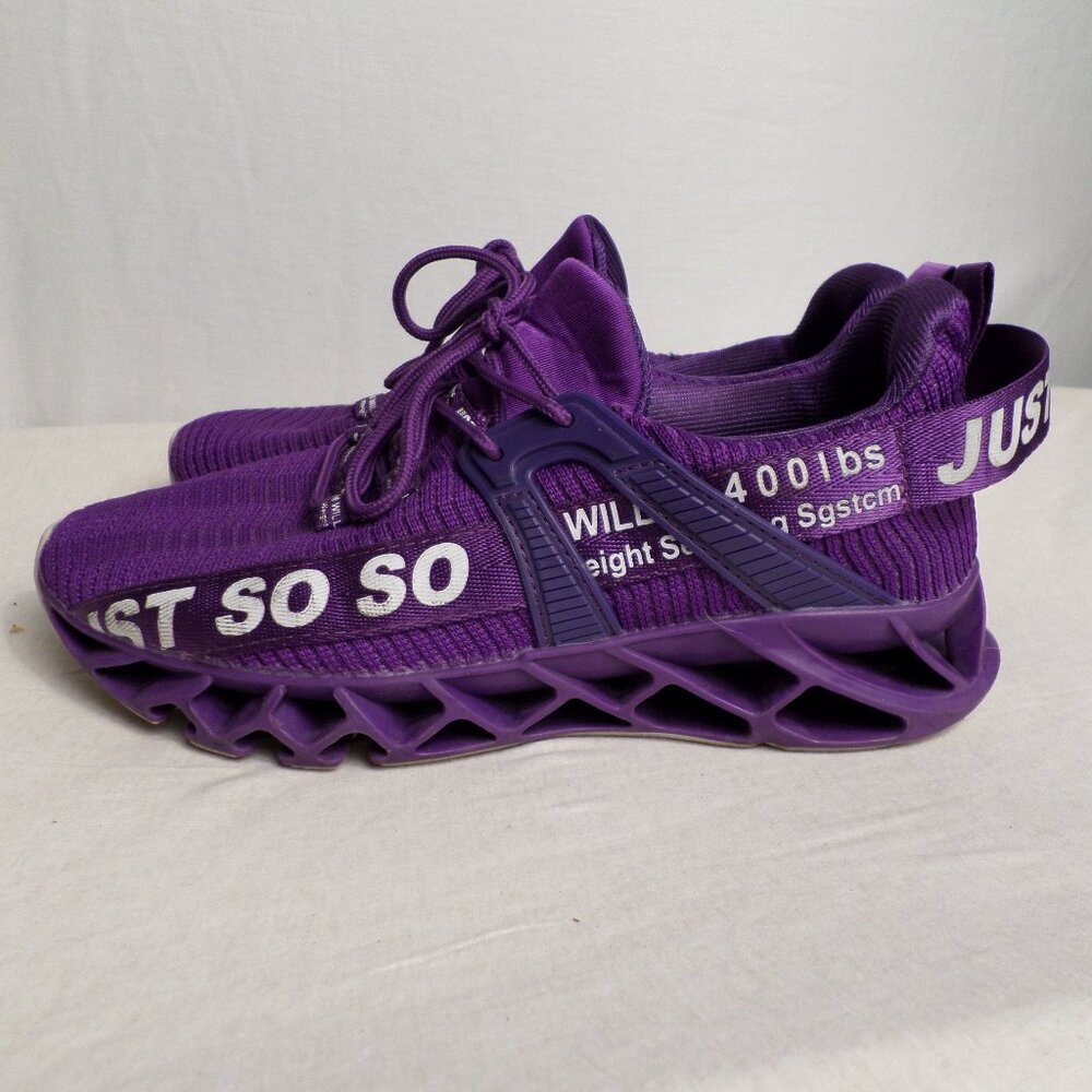 Just So So Mens Running Trainer Purple/White Lace Up Low Top Sneakers Sz 8 or 41